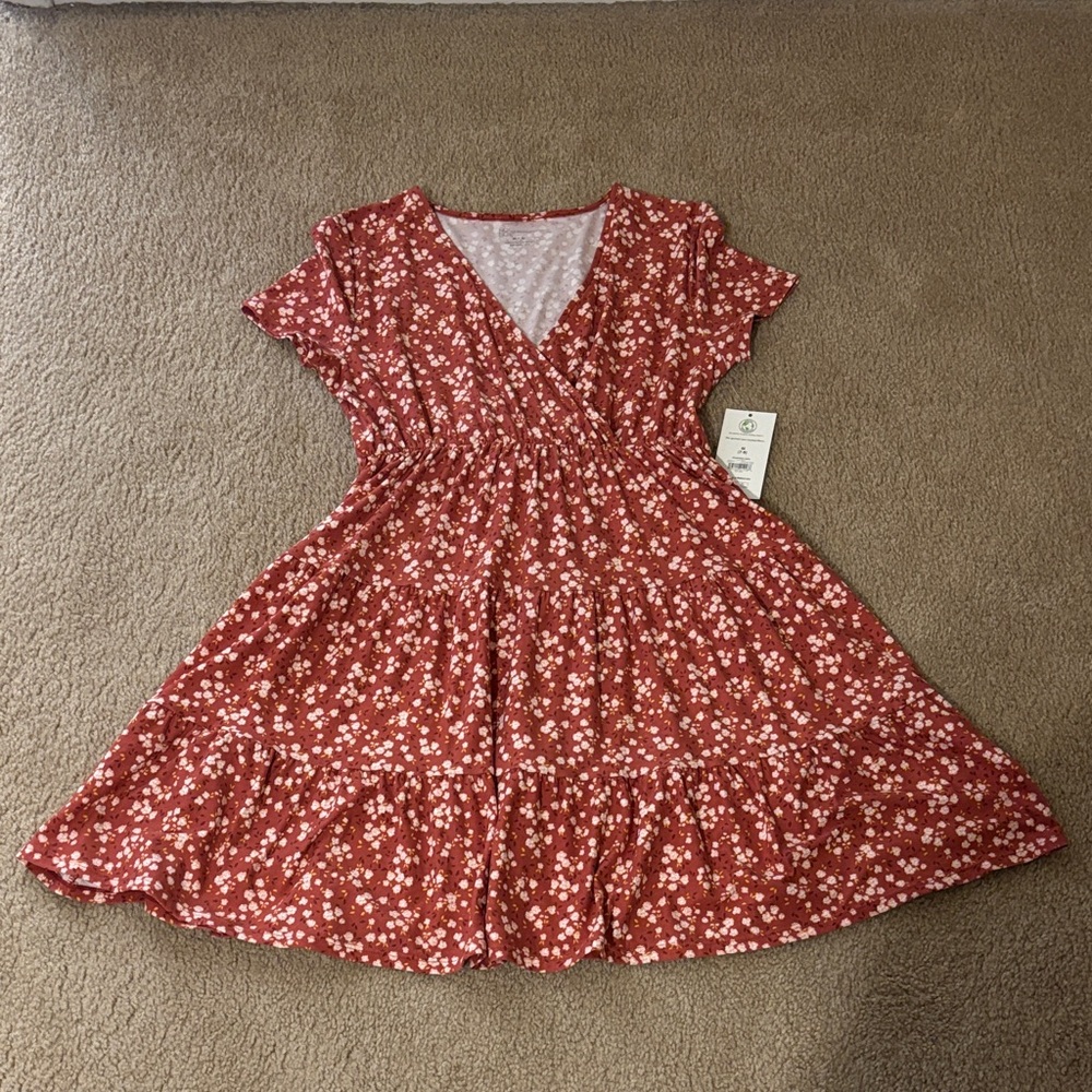 Floral Orange-Red Dress